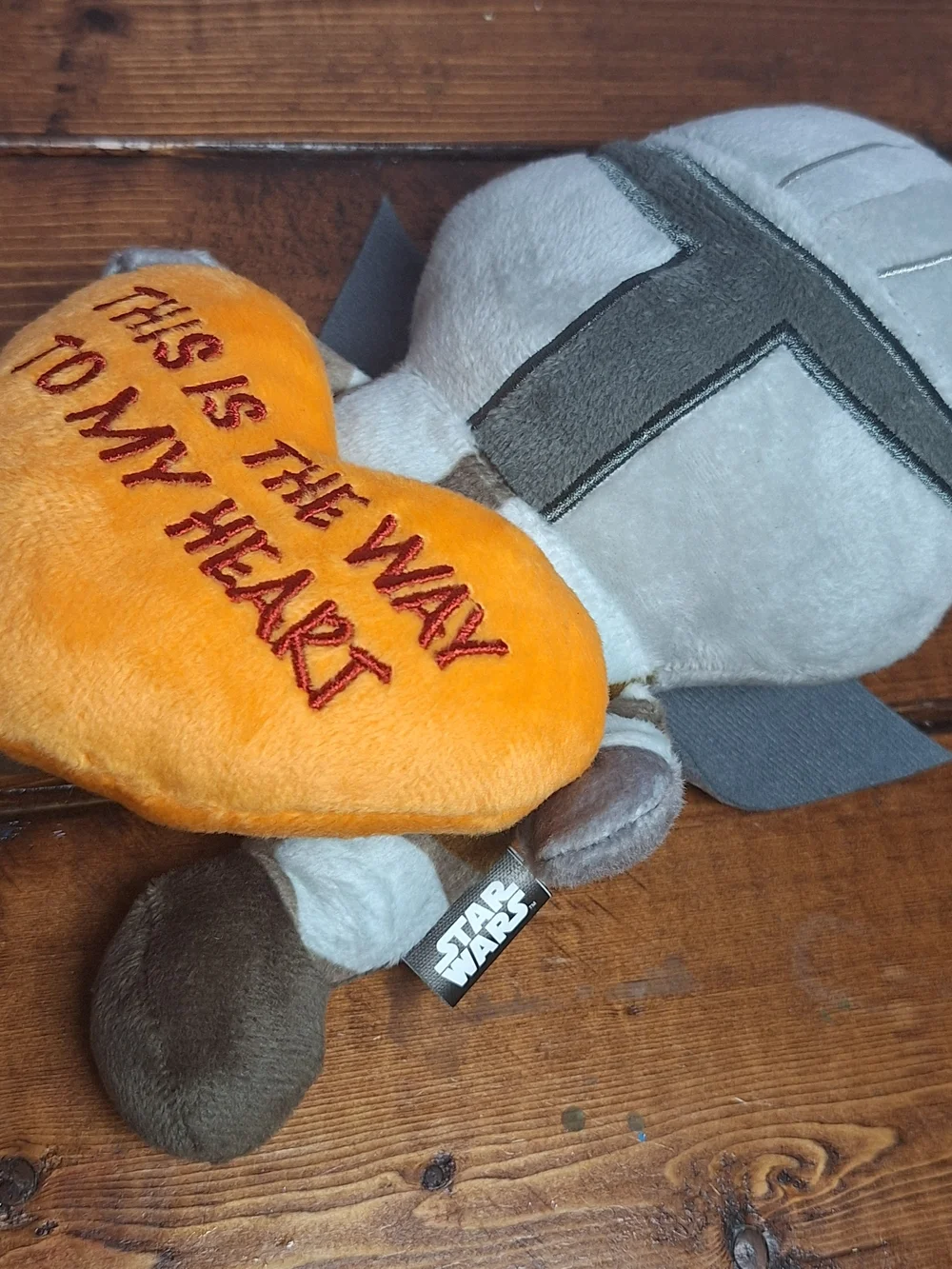 Star Wars Mandalorian Plush with Orange Heart Dog Squeaker Toy